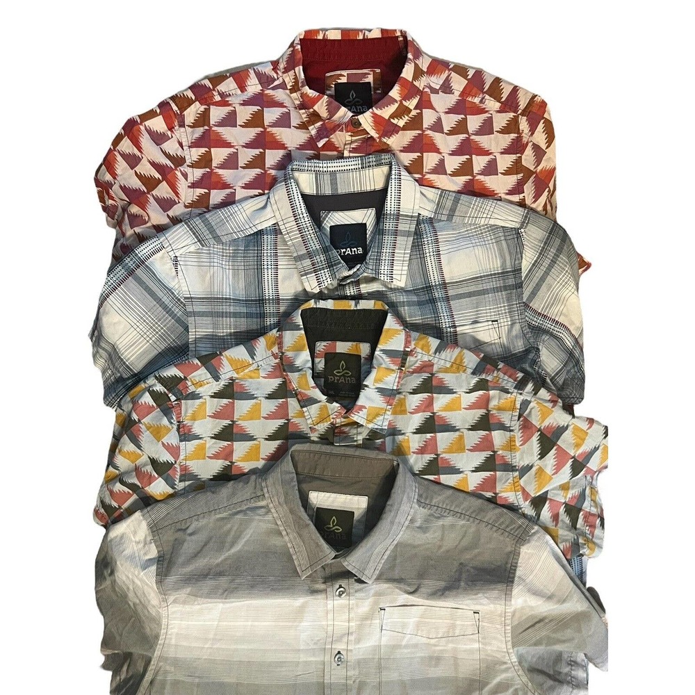 LOT x4 PrAna‎ Men’s Short Sleeve Button